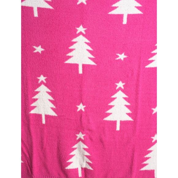Magaschoni Pink & White Reversible Christmas Tree W/ Star Throw Blanket New - Picture 2 of 4